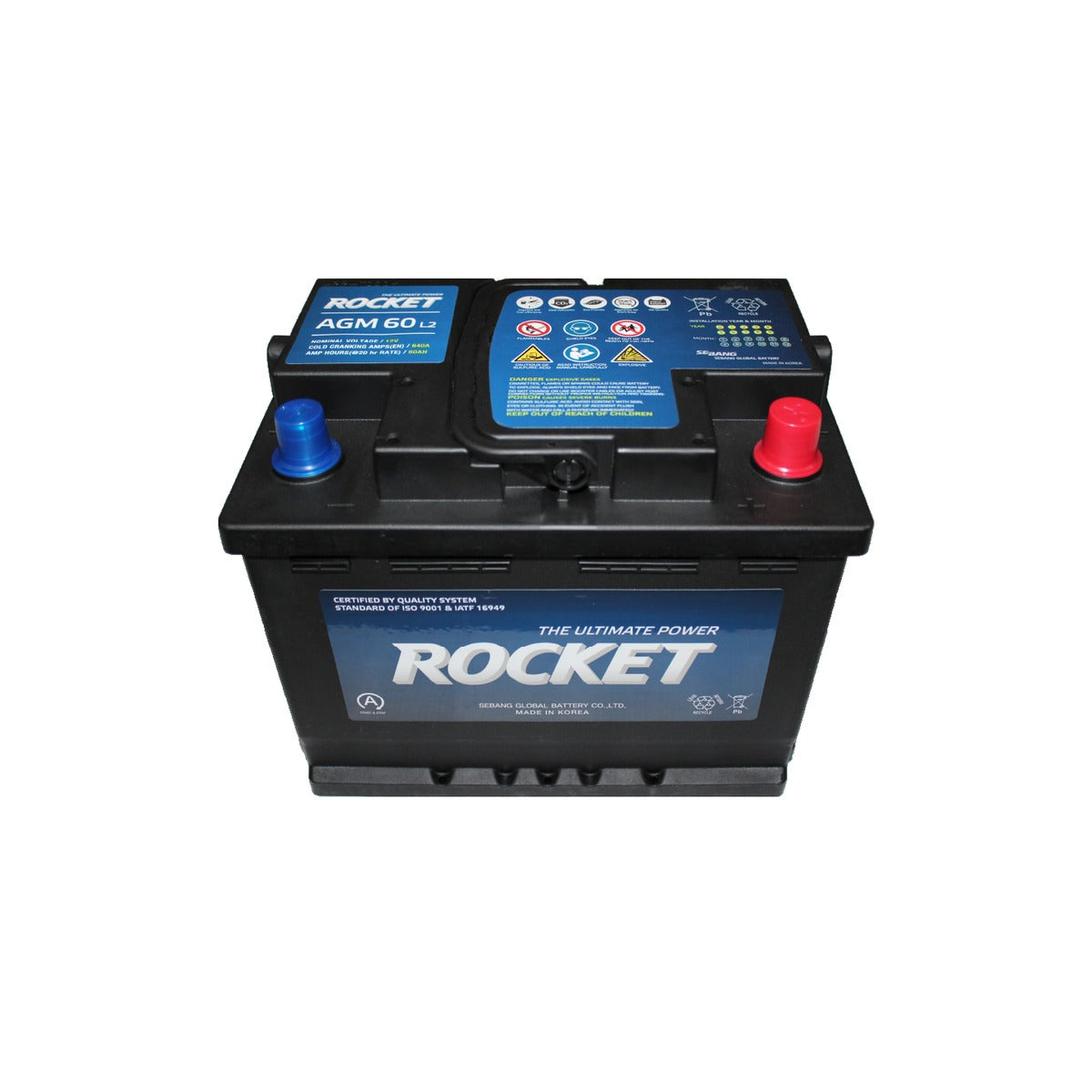 Batería Rocket AGM 60Ah 640 CCA Start Stop SKU 39AGM60L2RK