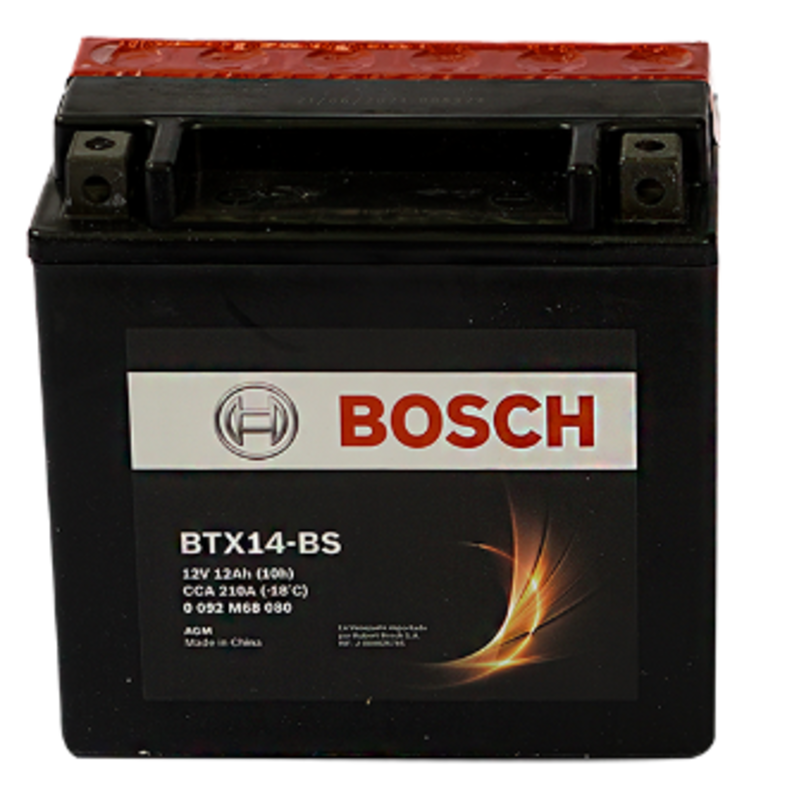 Bateria Bosch AGM BTX14 12Ah Positivo Izquierdo Terminal Cubo 39BTX14-BS