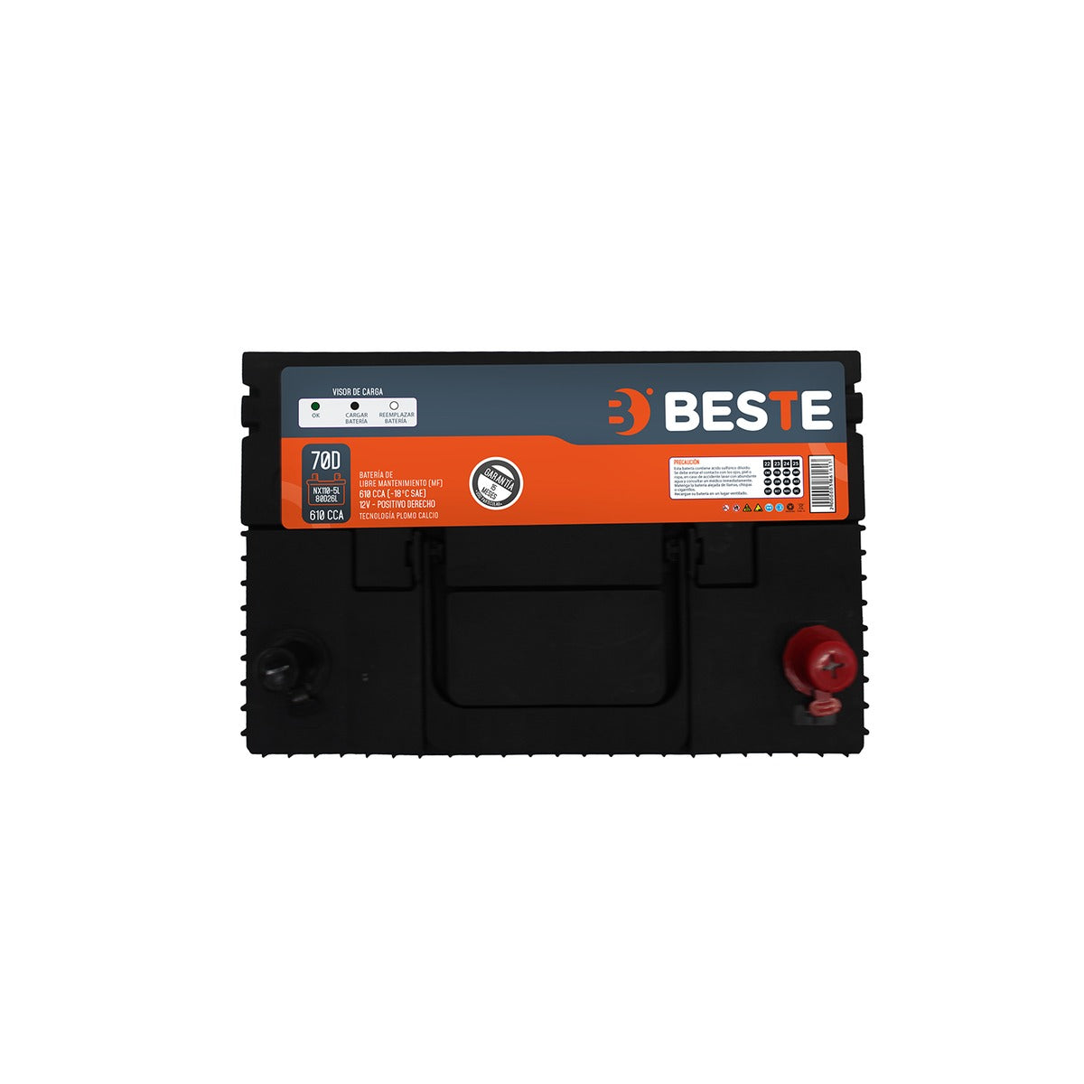 Batería Beste MF 70Ah 610 CCA SKU 39NX1105LBES
