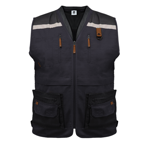 CHALECO GEÓLOGO GABARDINA QUEBEC GRIS