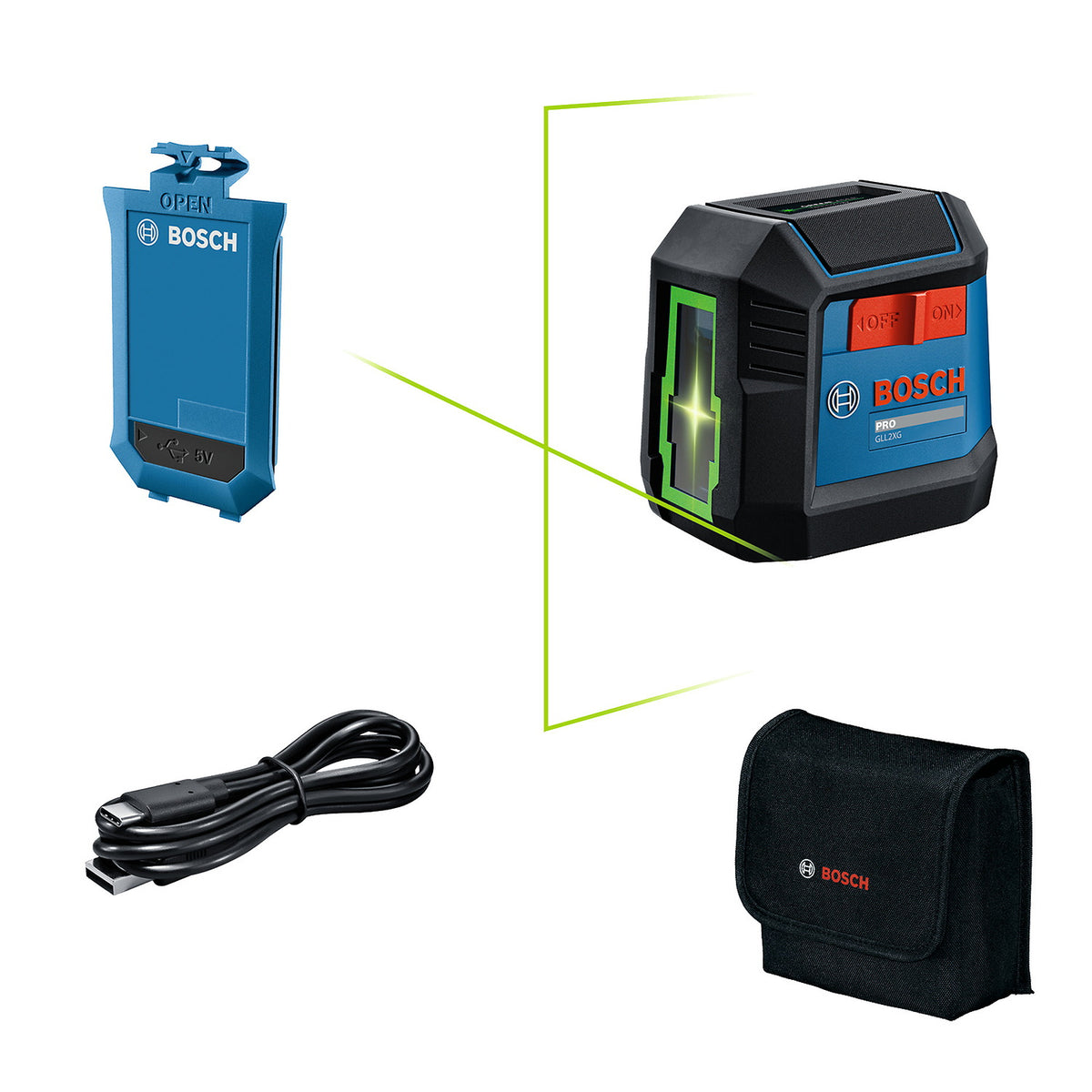 Nivel láser Bosch GLL 2XG con batería Li-Ion BA de 3,7 V — vista 1