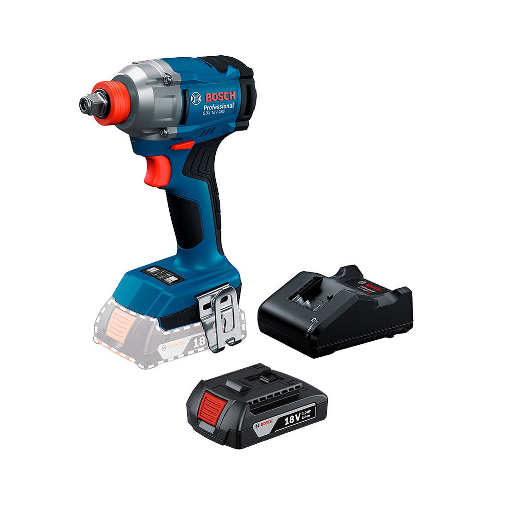 Atornillador y llave de impacto Bosch GDX 18V-285 con 2 baterías de 2 Ah y cargador — vista 1