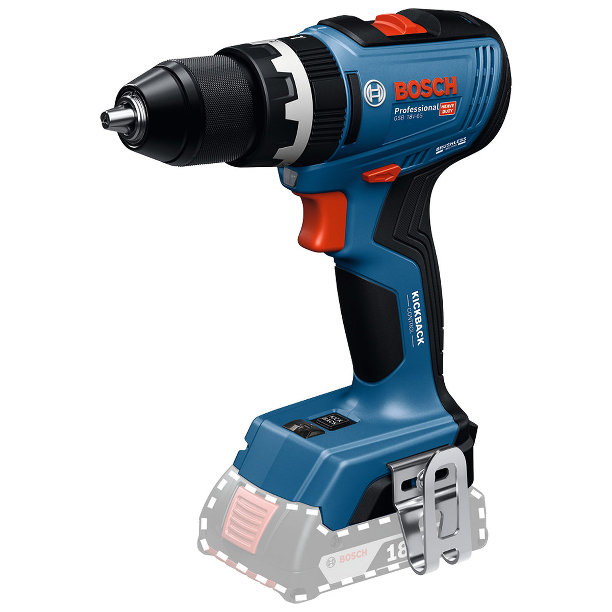 Taladro percutor inalámbrico Bosch GSB 18V-65 con 2 baterías de 2 Ah y cargador — vista 2