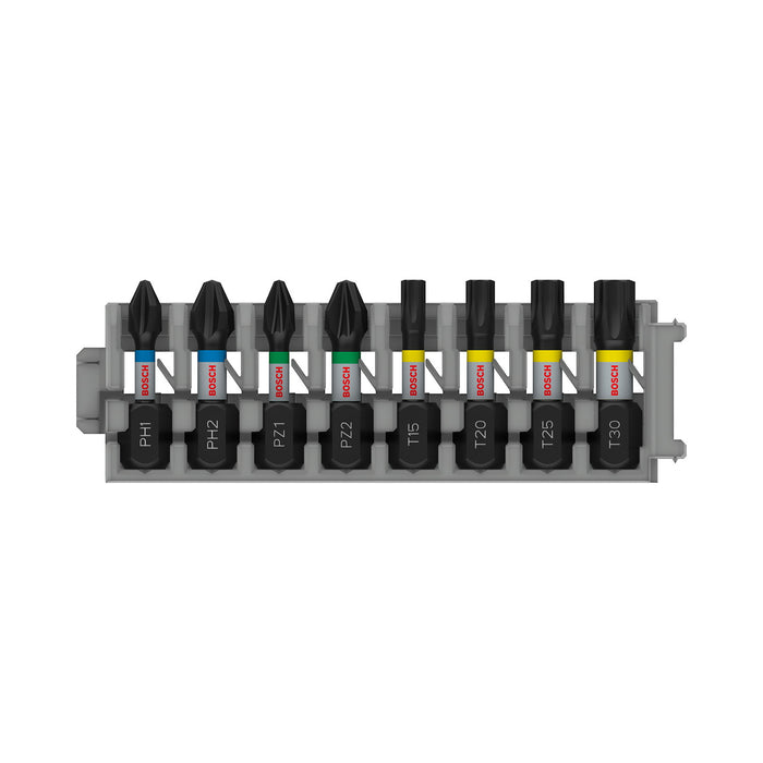 PRO Impact Mixed Pack, PH1; PH2; PZ1; PZ2; T15; T20; T25; T30, 25 mm, 8 pcs Bosch