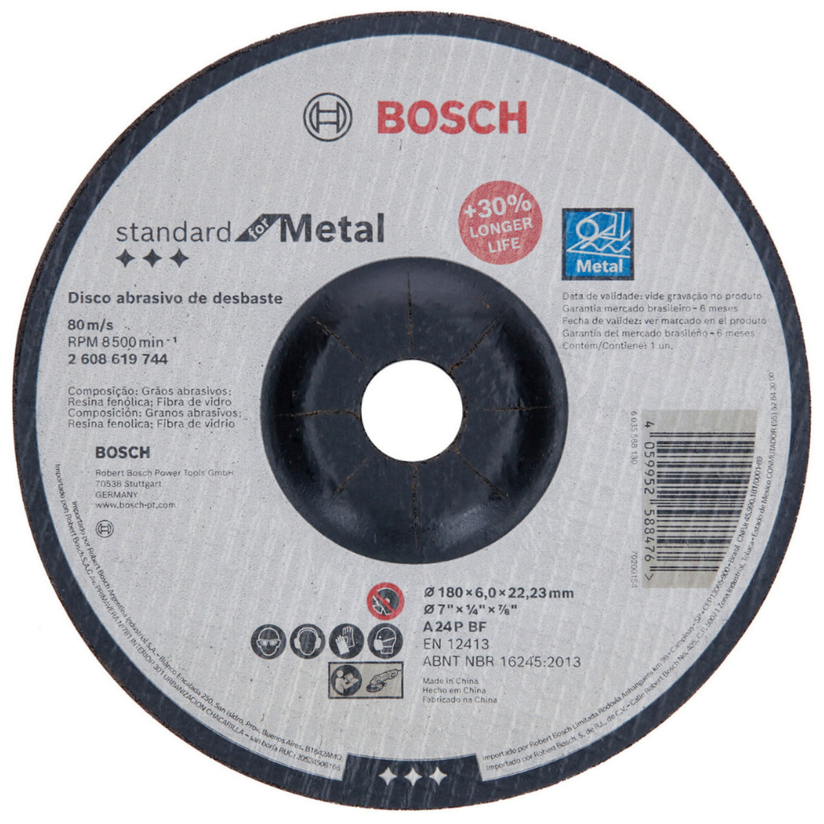 Disco de Desbaste Standard for Metal 180x6,0mm (ex cod 2608.603.183-000) Bosch