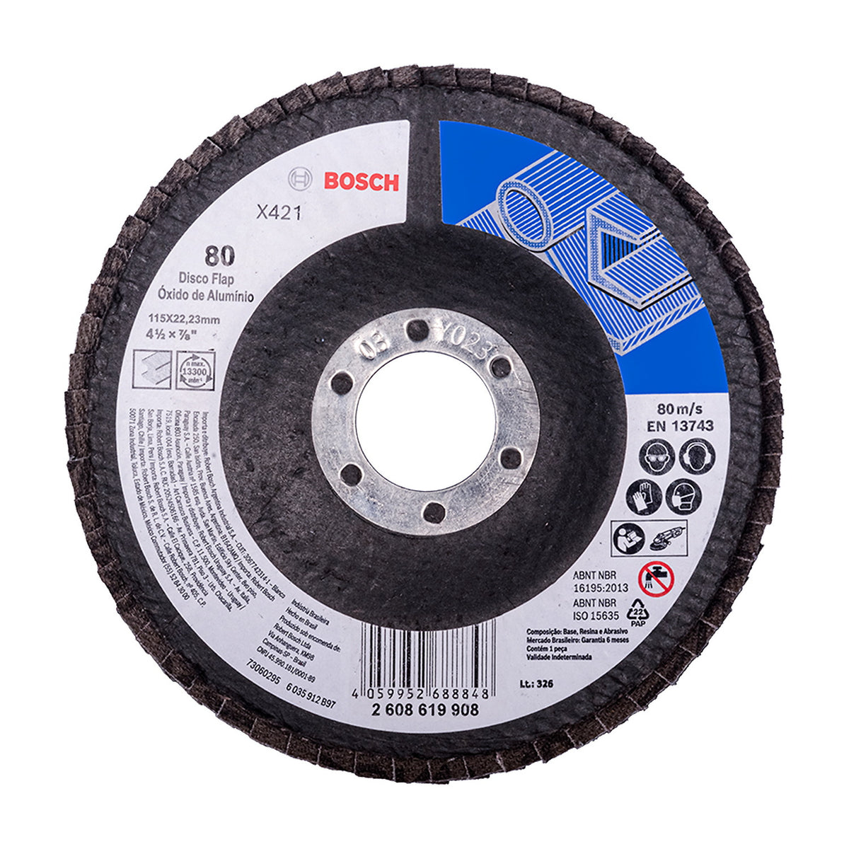 Flap Disc Standard for Metal X421 115mm G80 (Alox) Bosch