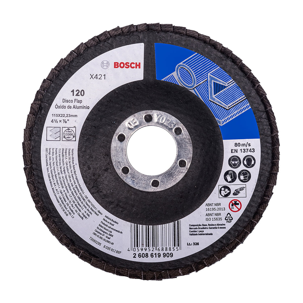 Flap Disc Standard for Metal X421 115mm G120 (Alox) Bosch