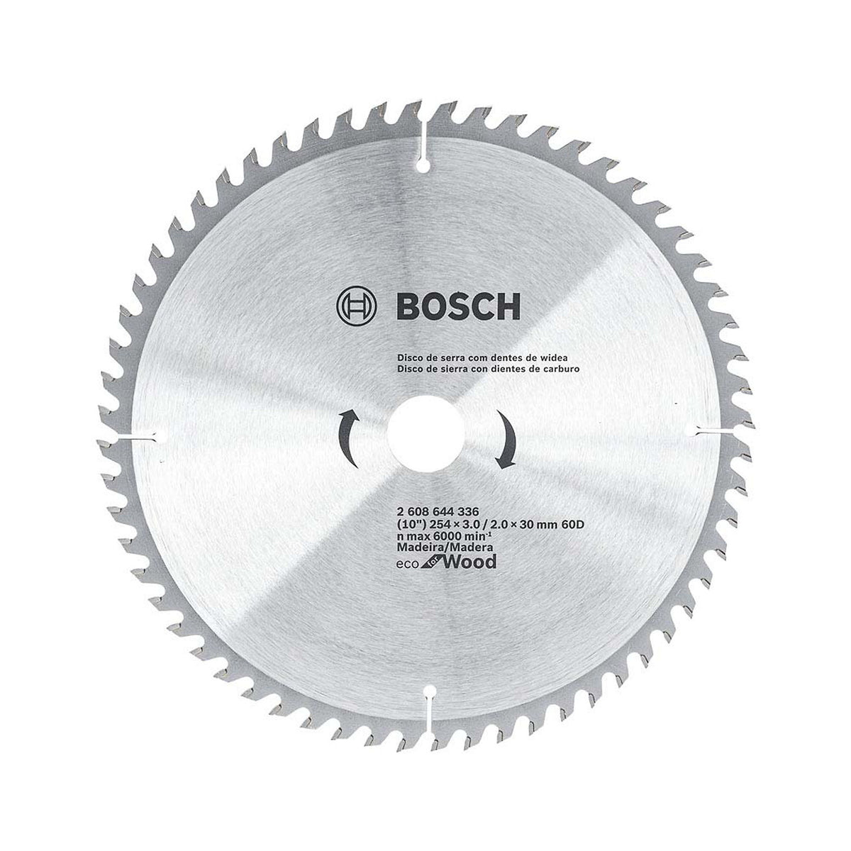 Disco de Sierra Circular Bosch - 254mm 10'' - 60 Dientes ATB - ECO for Wood