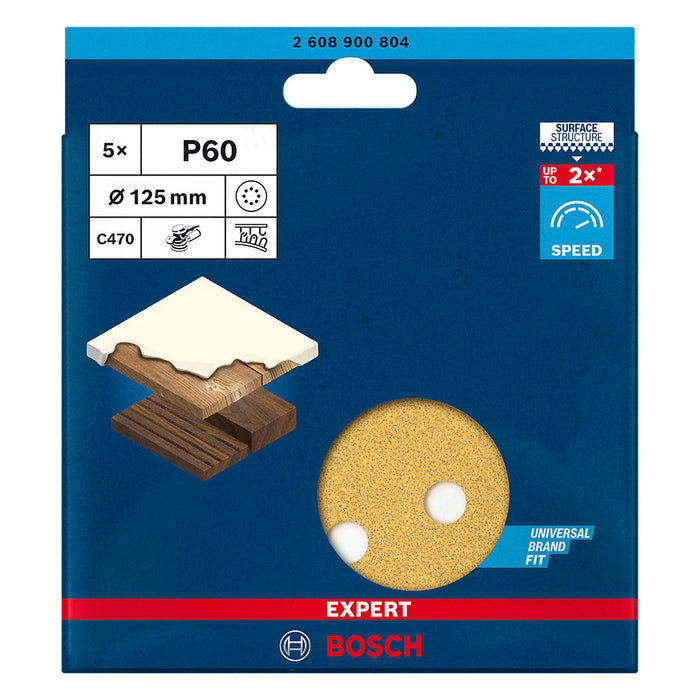 Disco de Lija EXPERT para Madera Bosch - 125mm - Grano 60 - x5u