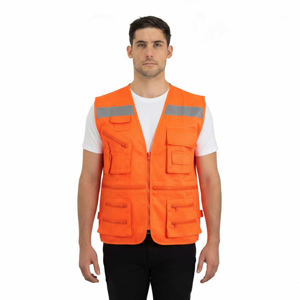 Chaleco Geólogo Gabardina con Cinta Naranjo Alaska – Vista 3