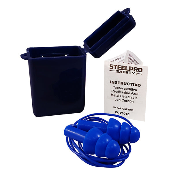 Tapón Auditivo Azul Siliconado con Metal Detectable Reutilizable (100 Pares) SteelPro – Vista 4