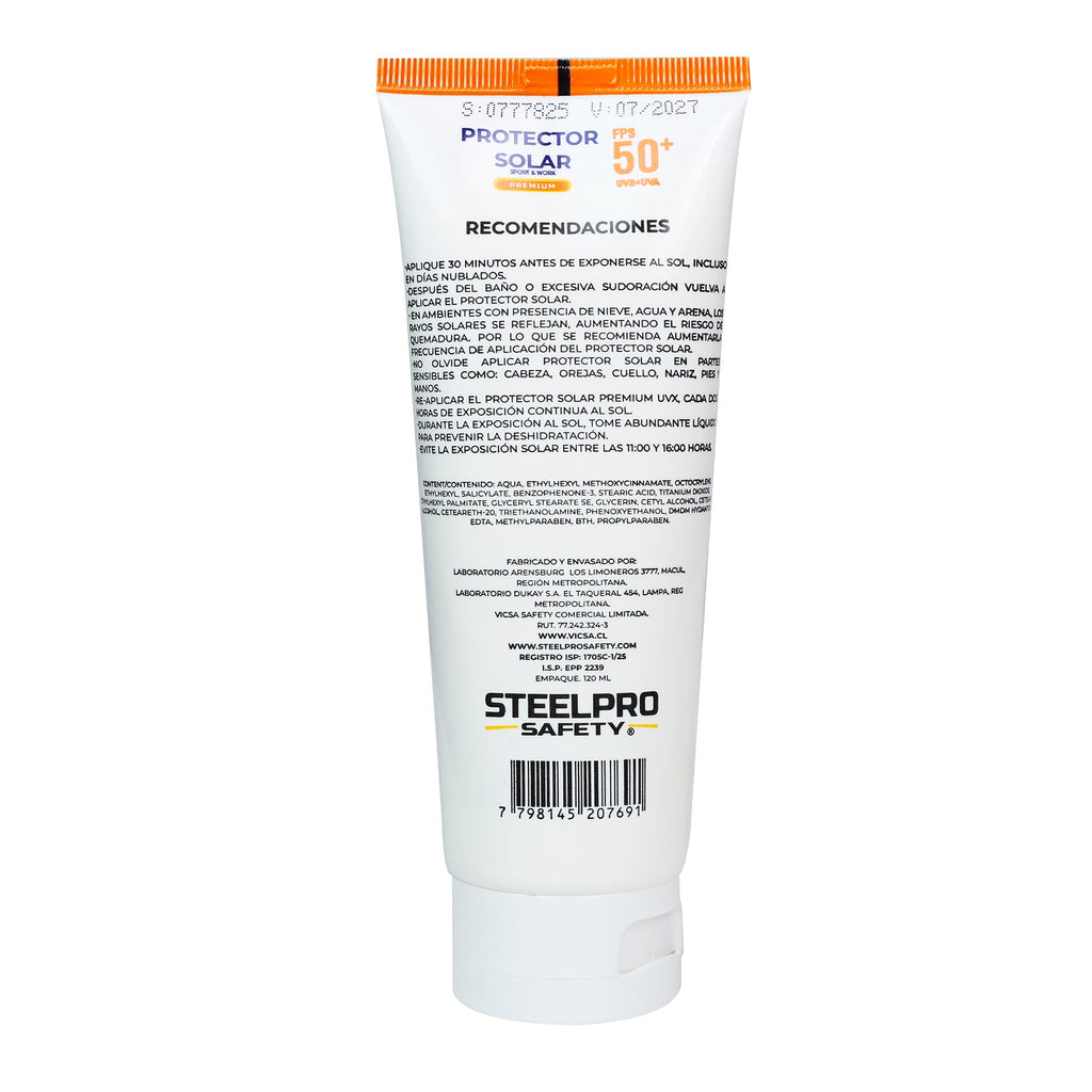 Crema Protección Solar UVX 120 ml. Premium SteelPro – Vista 5