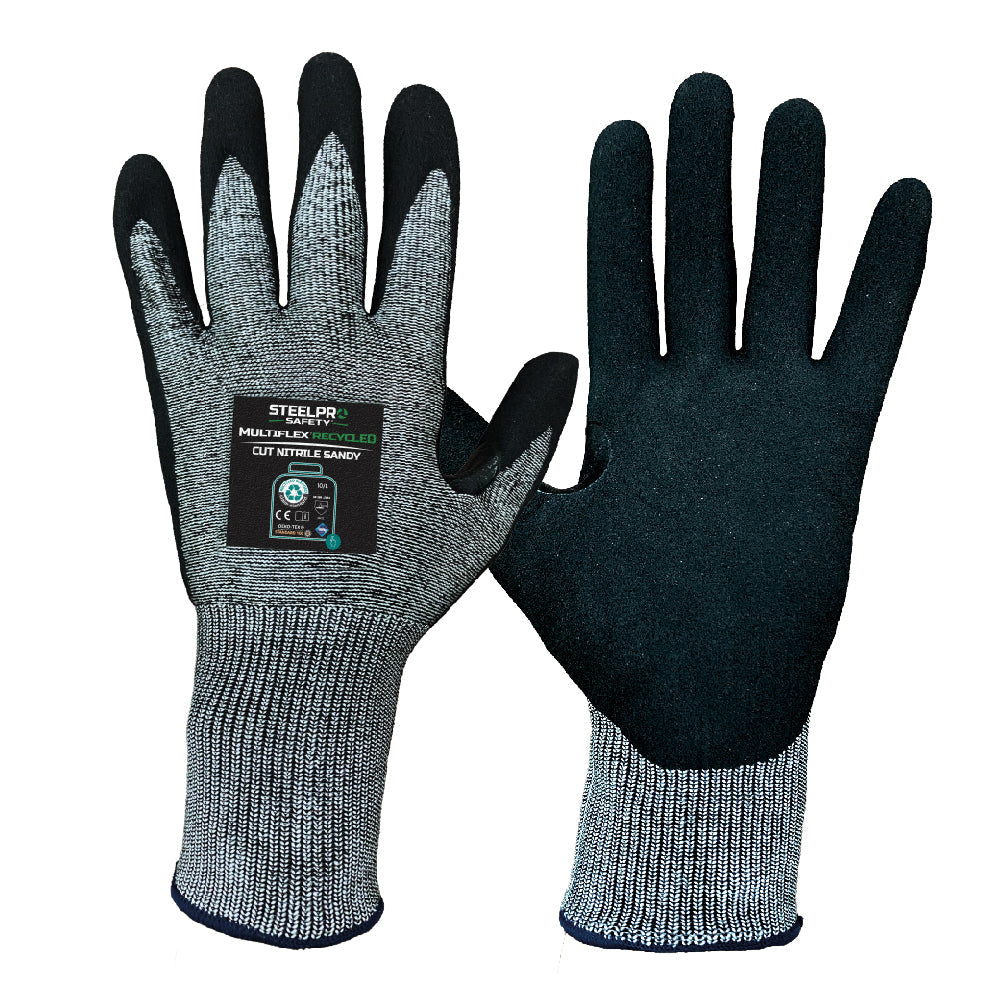 Guante Multiflex Recycled Cut Nitrile Sandy SteelPro – Vista 2