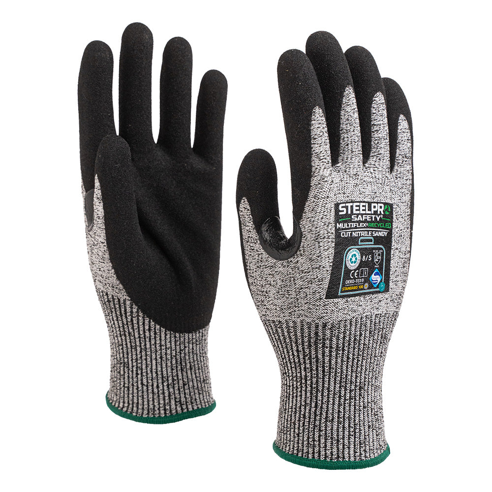 Guante Multiflex Recycled Cut Nitrile Sandy SteelPro – Vista 3