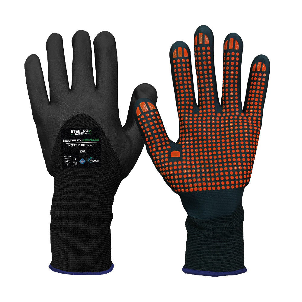 Guante Multiflex Recycled Nitrile Dots SteelPro – Vista 2