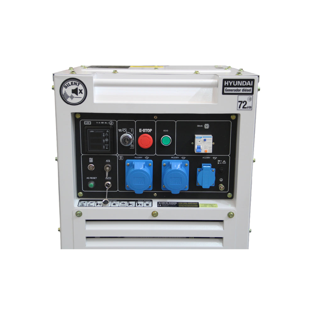 Generador Inverter Diésel Hyundai 6/6,5 kW Monofásico Cerrado 78DHY9000SEI — fotografía oficial, vista 3