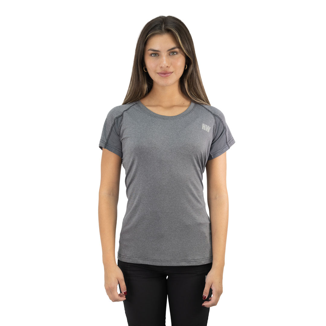 Polera Dry Fit Hardwork SPX Manga Corta Mujer Carbon Grey – Vista 3
