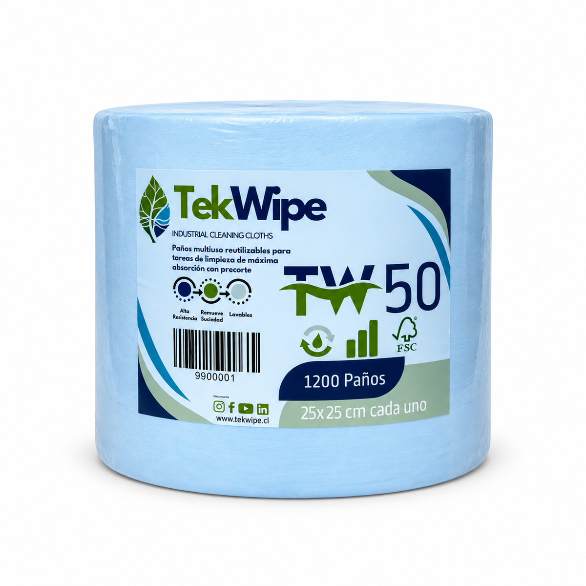 Rollo de paños industriales Tekwipe TW-50 - 1200 paños