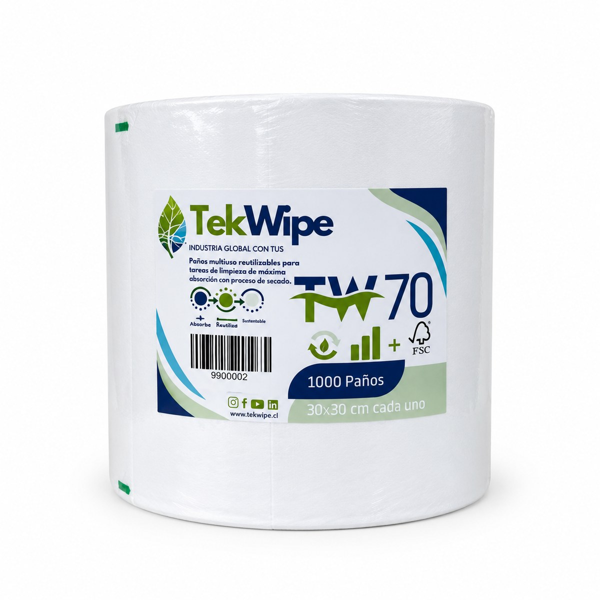 Rollo de paños industriales Tekwipe TW-70 - 1000 paños