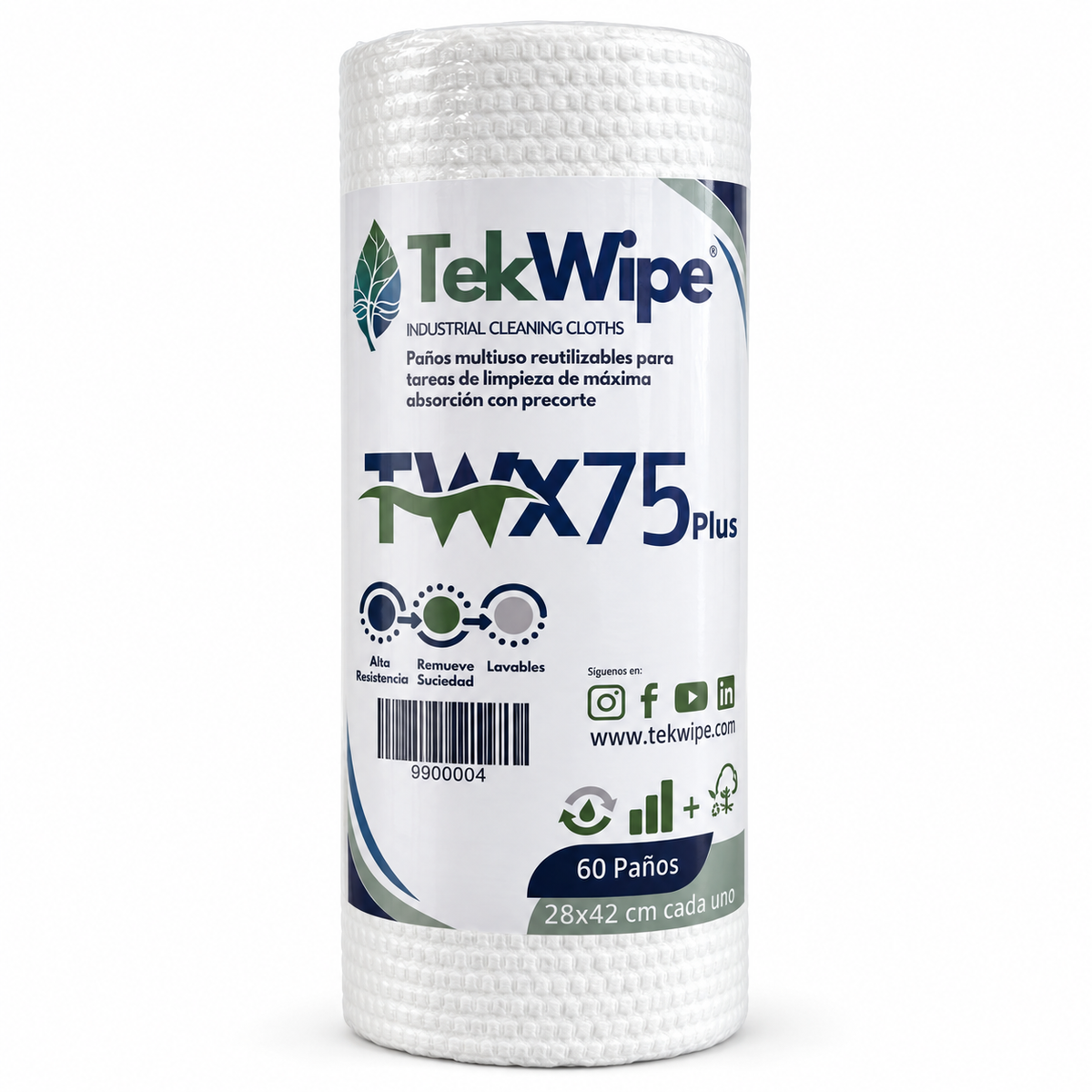 Rollo Tekwipe TWX-75 Plus - 60 paños, fotografía real corregida