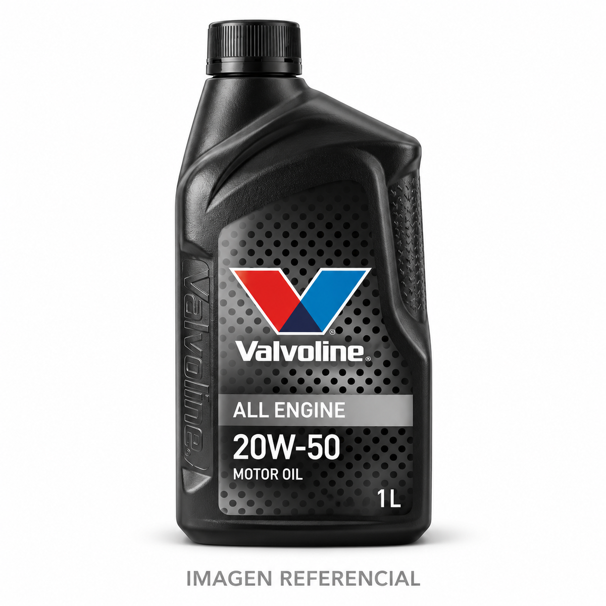 Imagen referencial generada: Valvoline All Engine 20W-50, 1 L. El envase real puede variar.