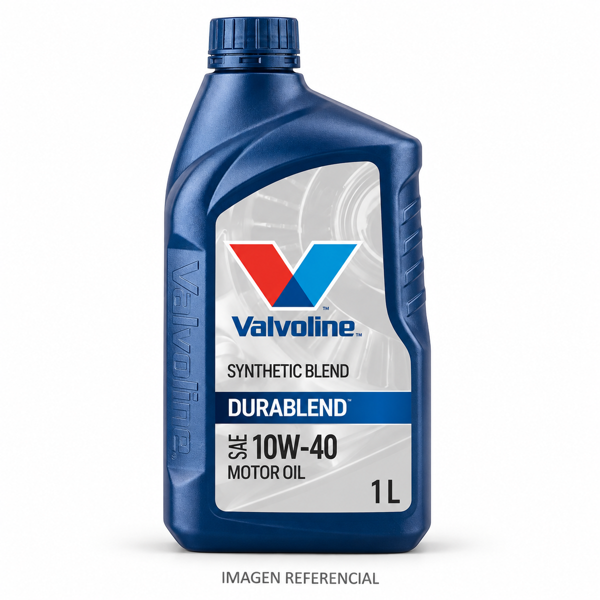 Imagen referencial generada: Valvoline DuraBlend SAE 10W-40, 1 L. El envase real puede variar.