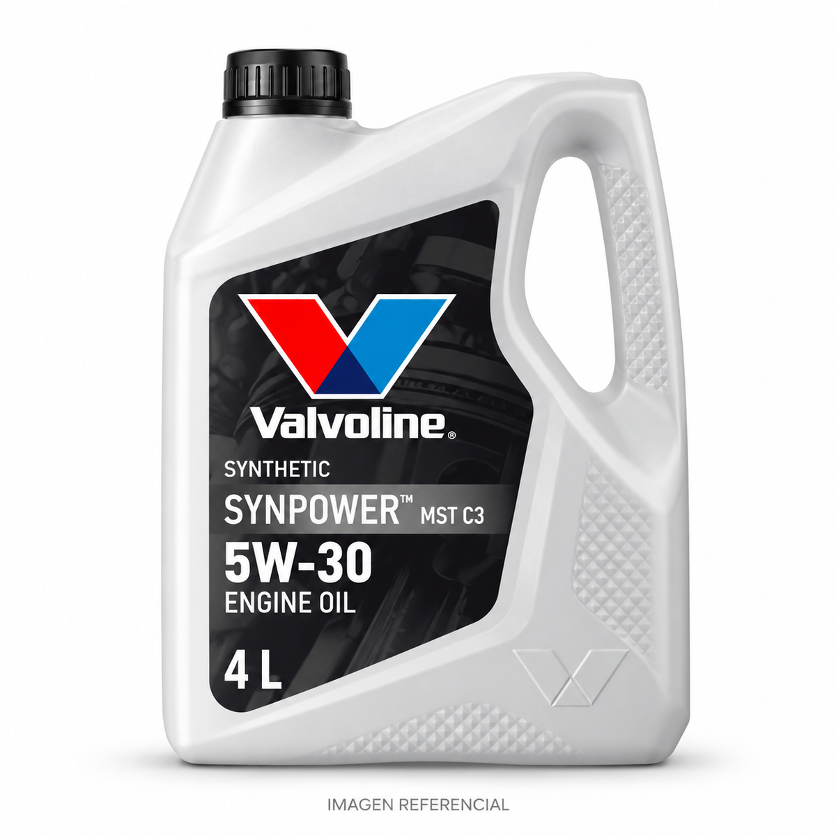 Imagen referencial generada: Valvoline SynPower MST C3 5W-30, 4 L. El envase real puede variar.