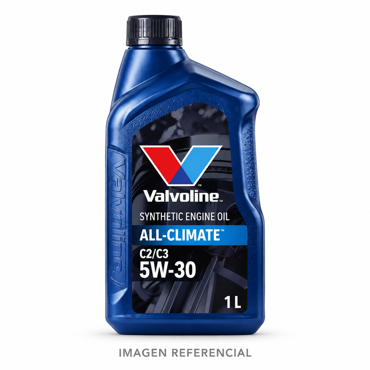 Imagen referencial generada: Valvoline All Climate C2/C3 5W-30, 1 L. El envase real puede variar.