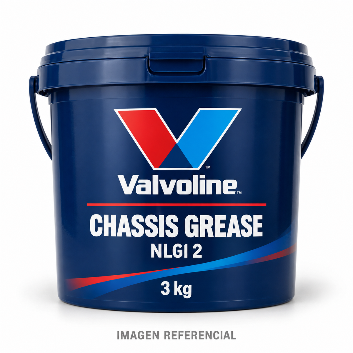 Imagen referencial generada: Valvoline Chassis Grease NLGI 2, balde 3 kg. El envase real puede variar.